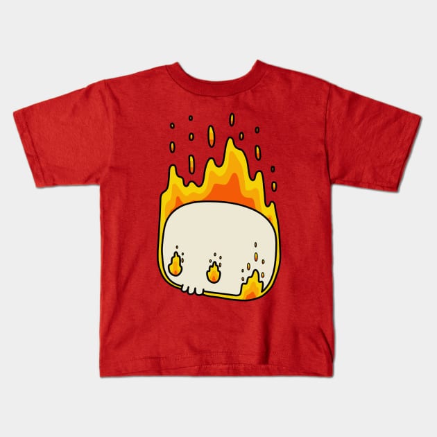 Flaming Skull Kids T-Shirt by timbo